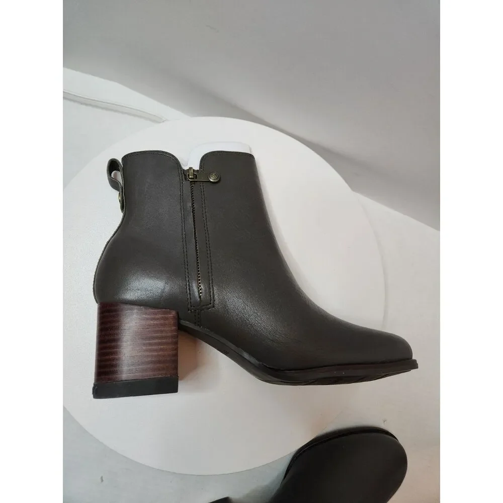 Sperry Seaport Heel Bootie Women’s 10 Olive Leather Ankle Boots